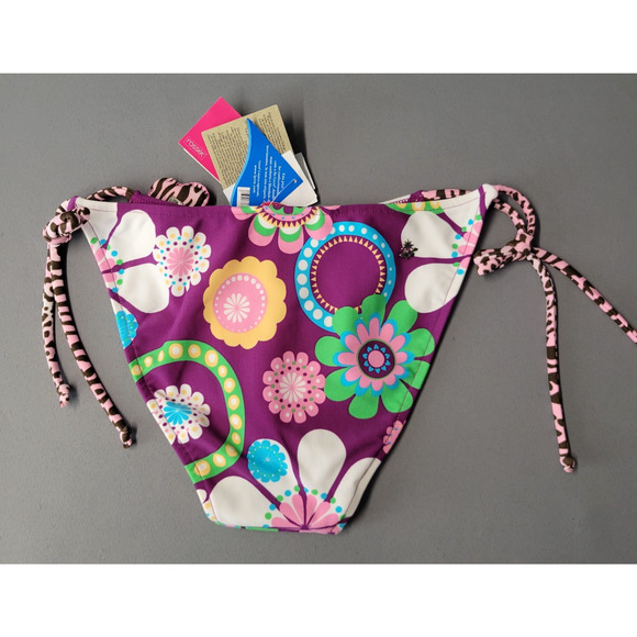 Cia Maritima Cheeky Bikini Bottom Womens M 40 Swim Side Tie Floral Retro New - Picture 9 of 14